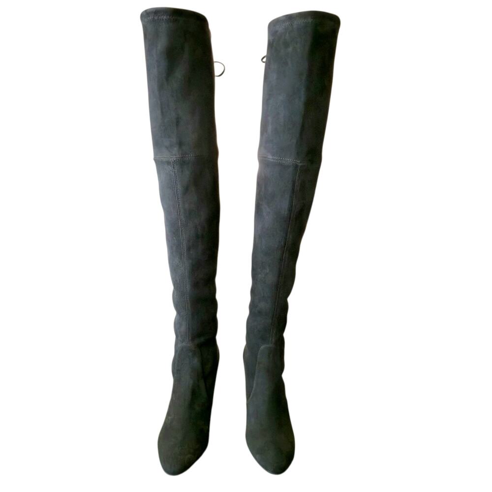 Stuart Weitzman Tieland Slate Gray Suede Over The Knee Boot Size 7 W Thigh High - Picture 5 of 11